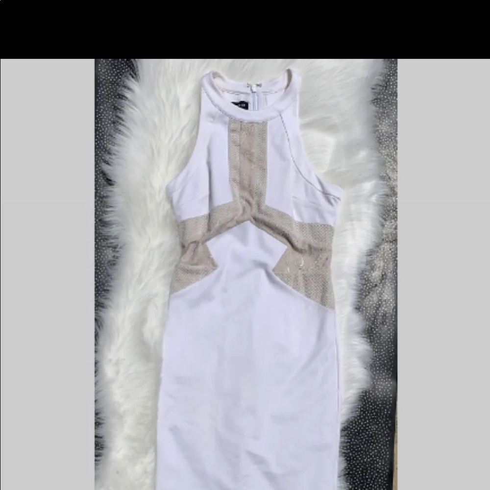 Bebe body con double lined white dress